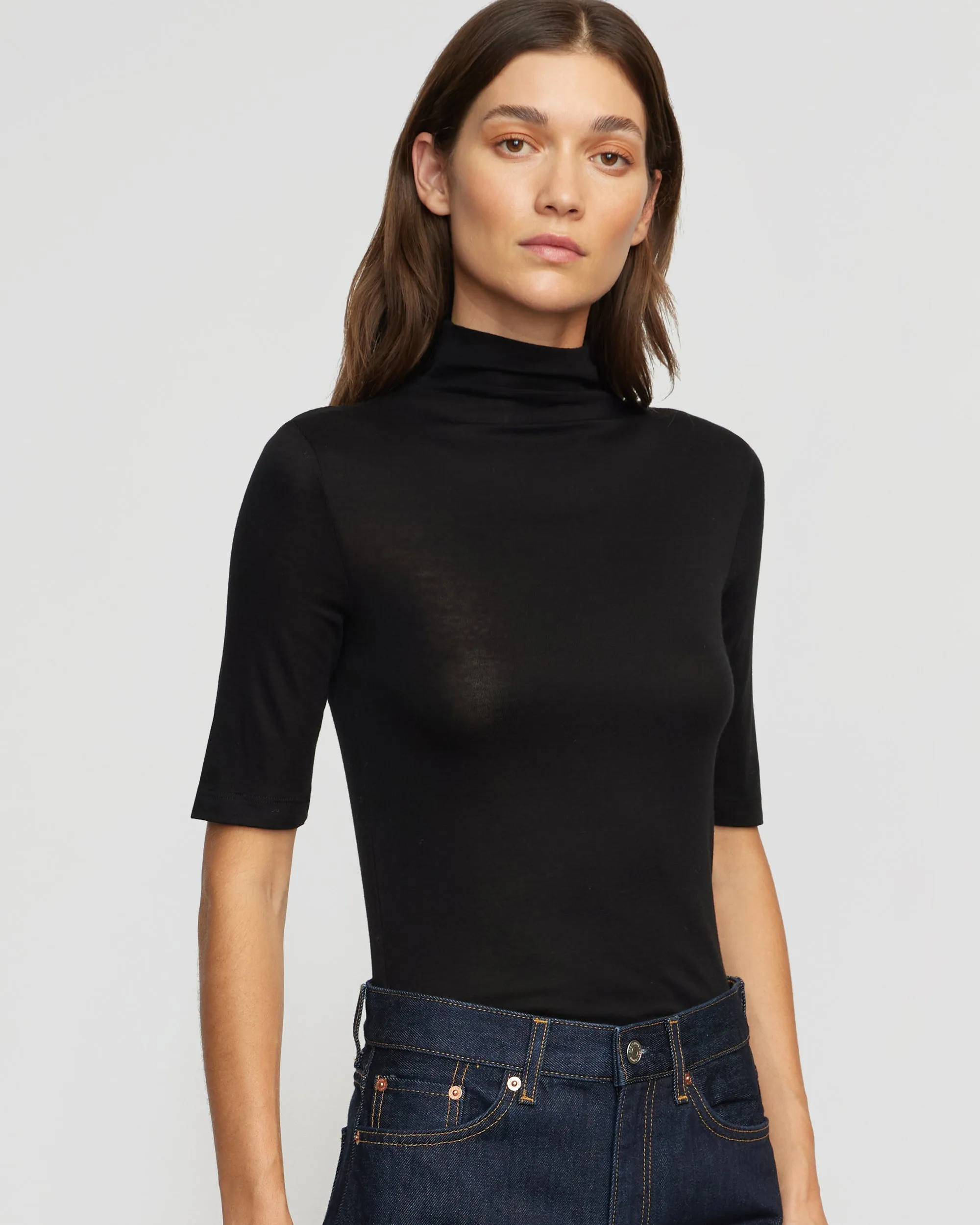 Gina Tencel-Wool Mock-Neck Tee