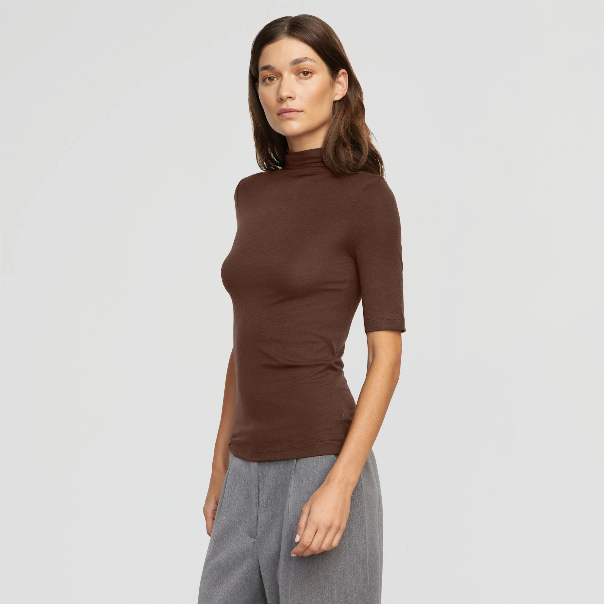 Gina Tencel-Wool Mock-Neck Tee