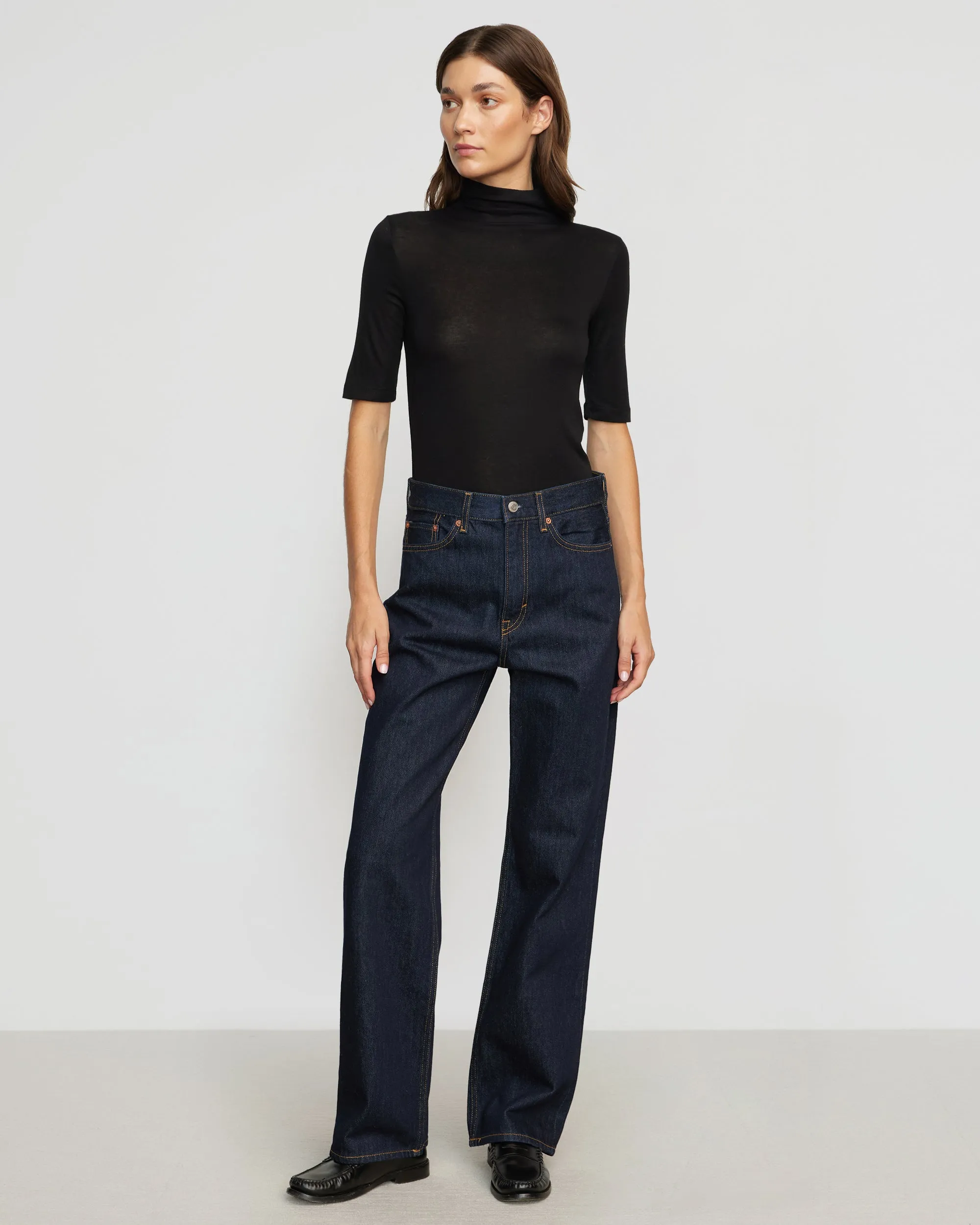 Gina Tencel-Wool Mock-Neck Tee