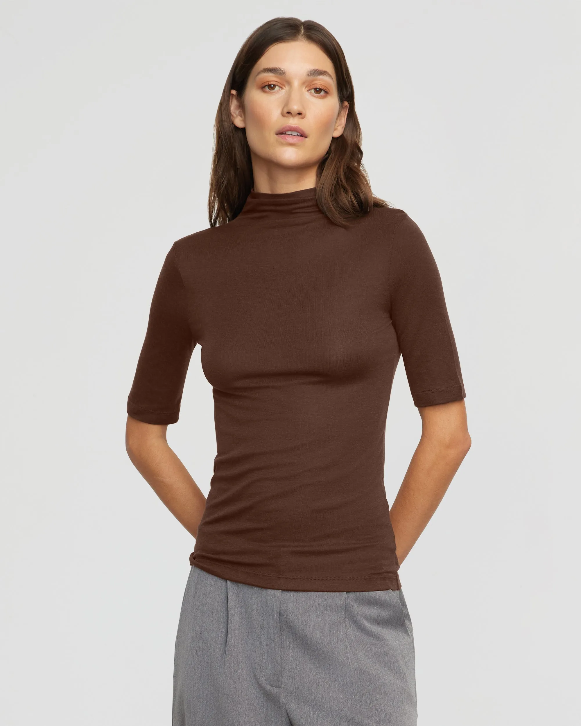 Gina Tencel-Wool Mock-Neck Tee