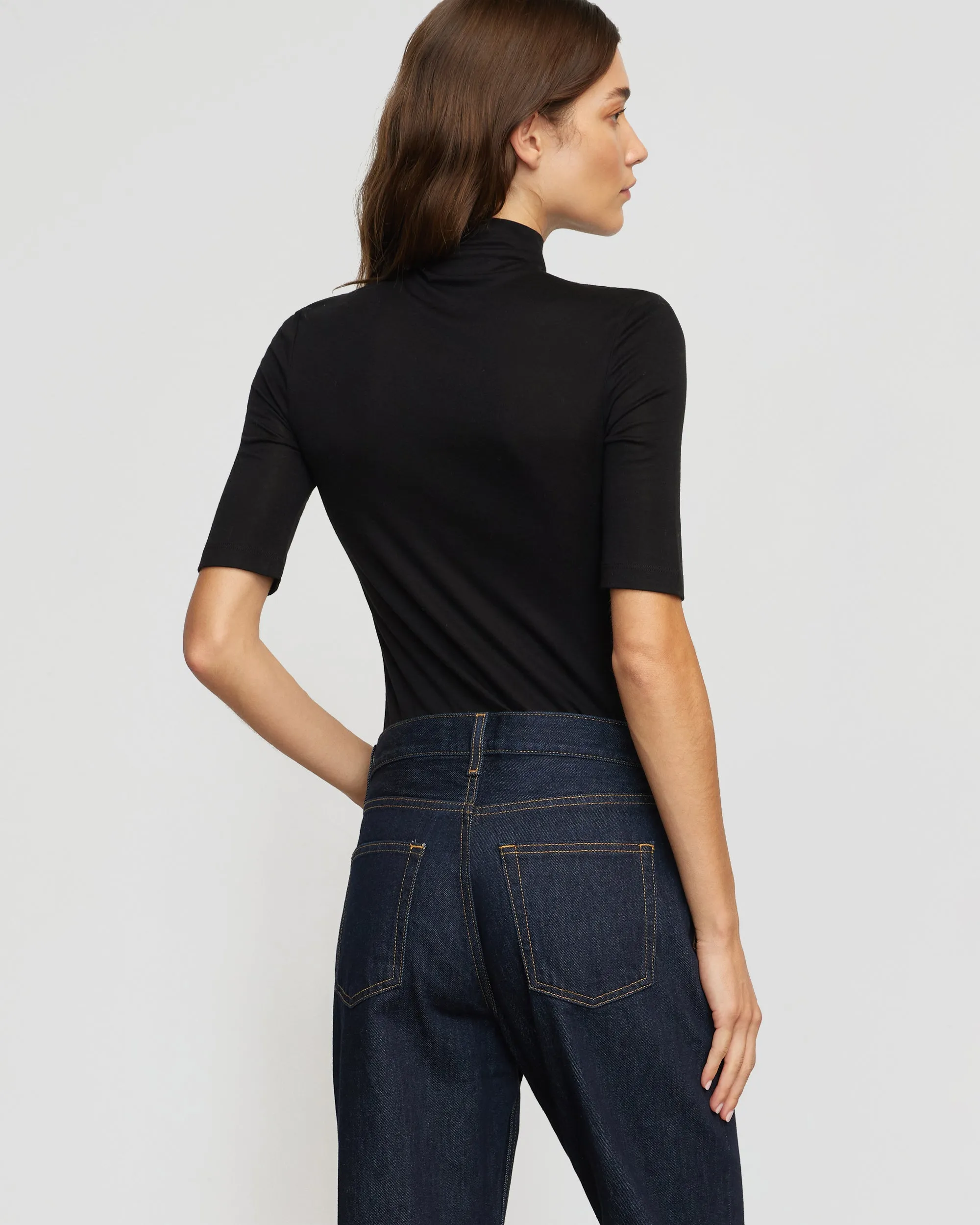 Gina Tencel-Wool Mock-Neck Tee