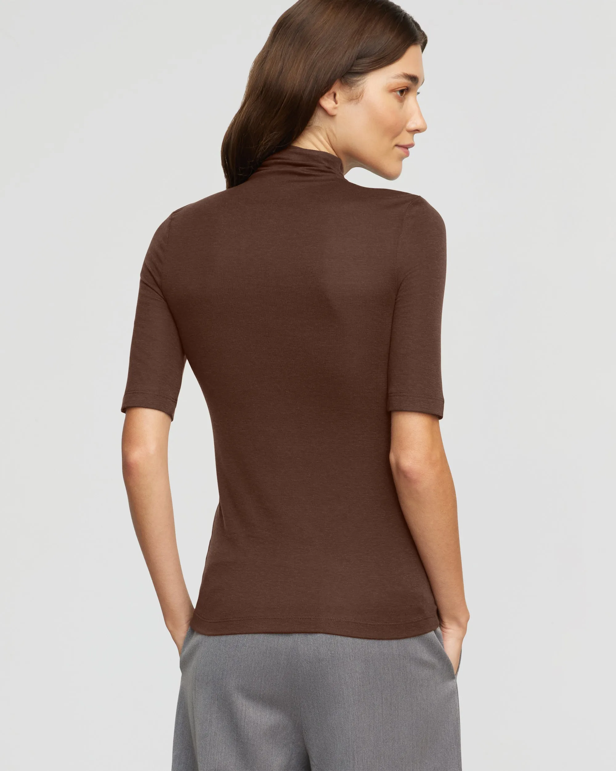 Gina Tencel-Wool Mock-Neck Tee