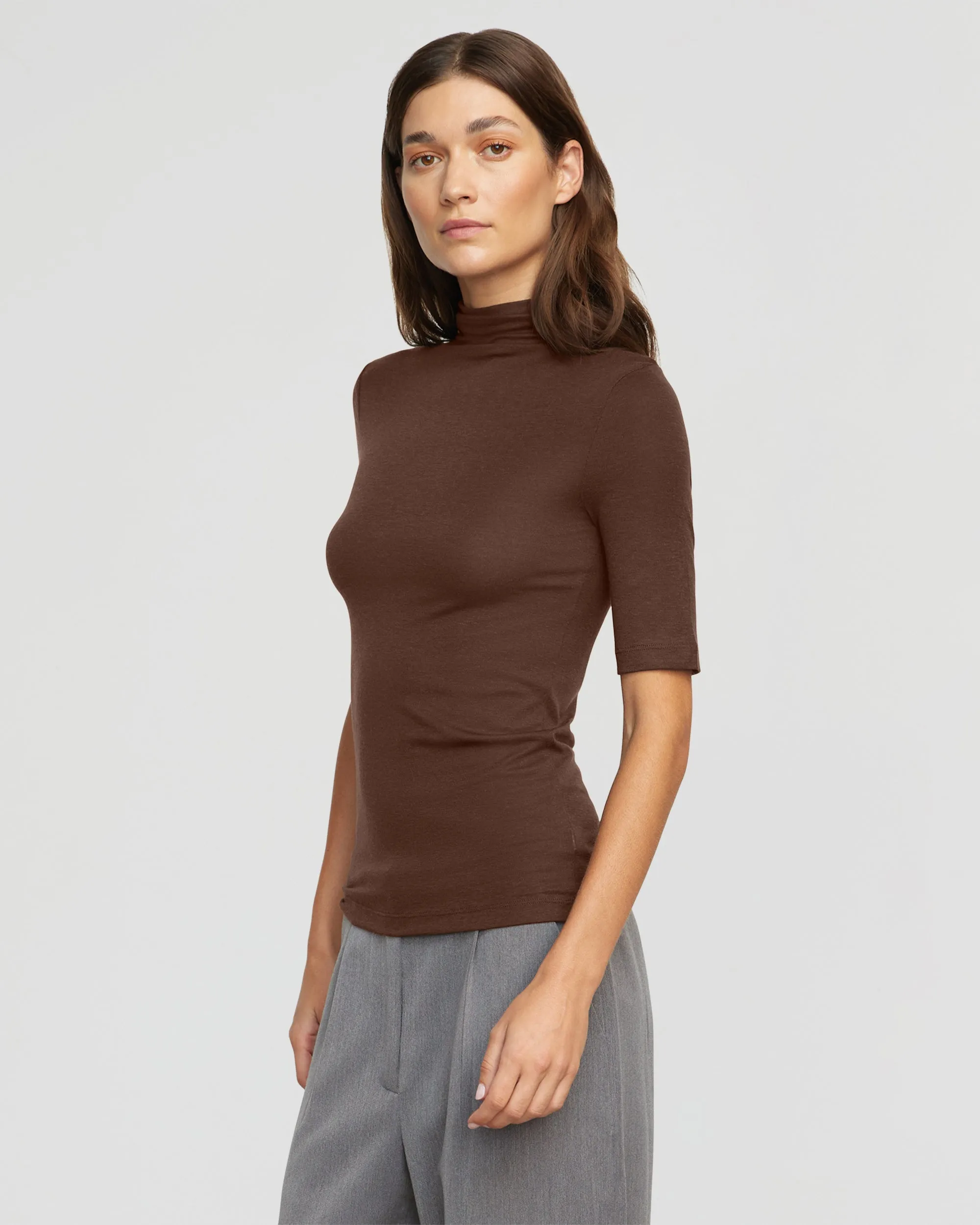 Gina Tencel-Wool Mock-Neck Tee