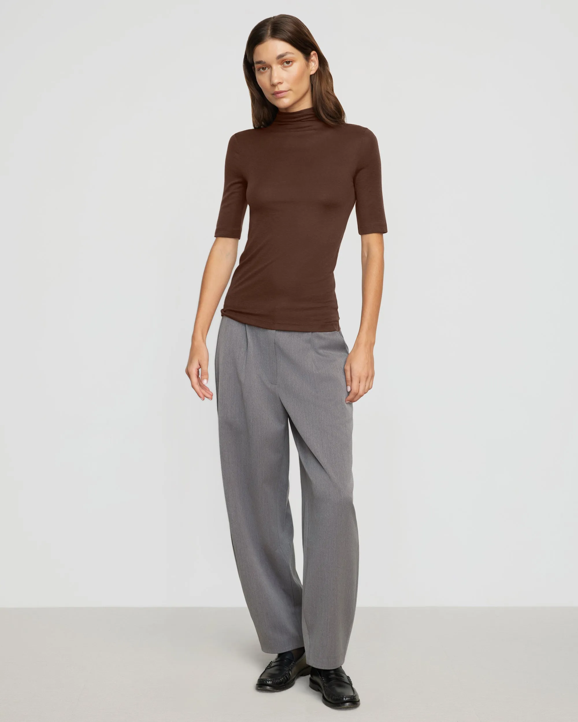 Gina Tencel-Wool Mock-Neck Tee