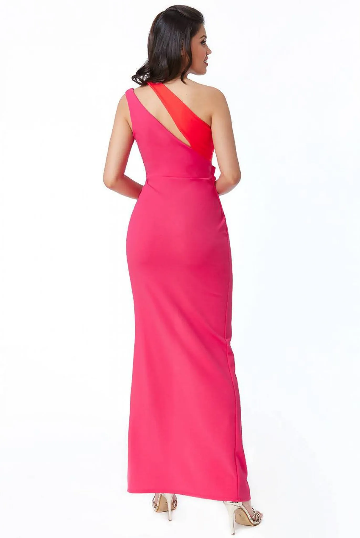 Goddiva Cut Out One Shoulder Maxi Dress