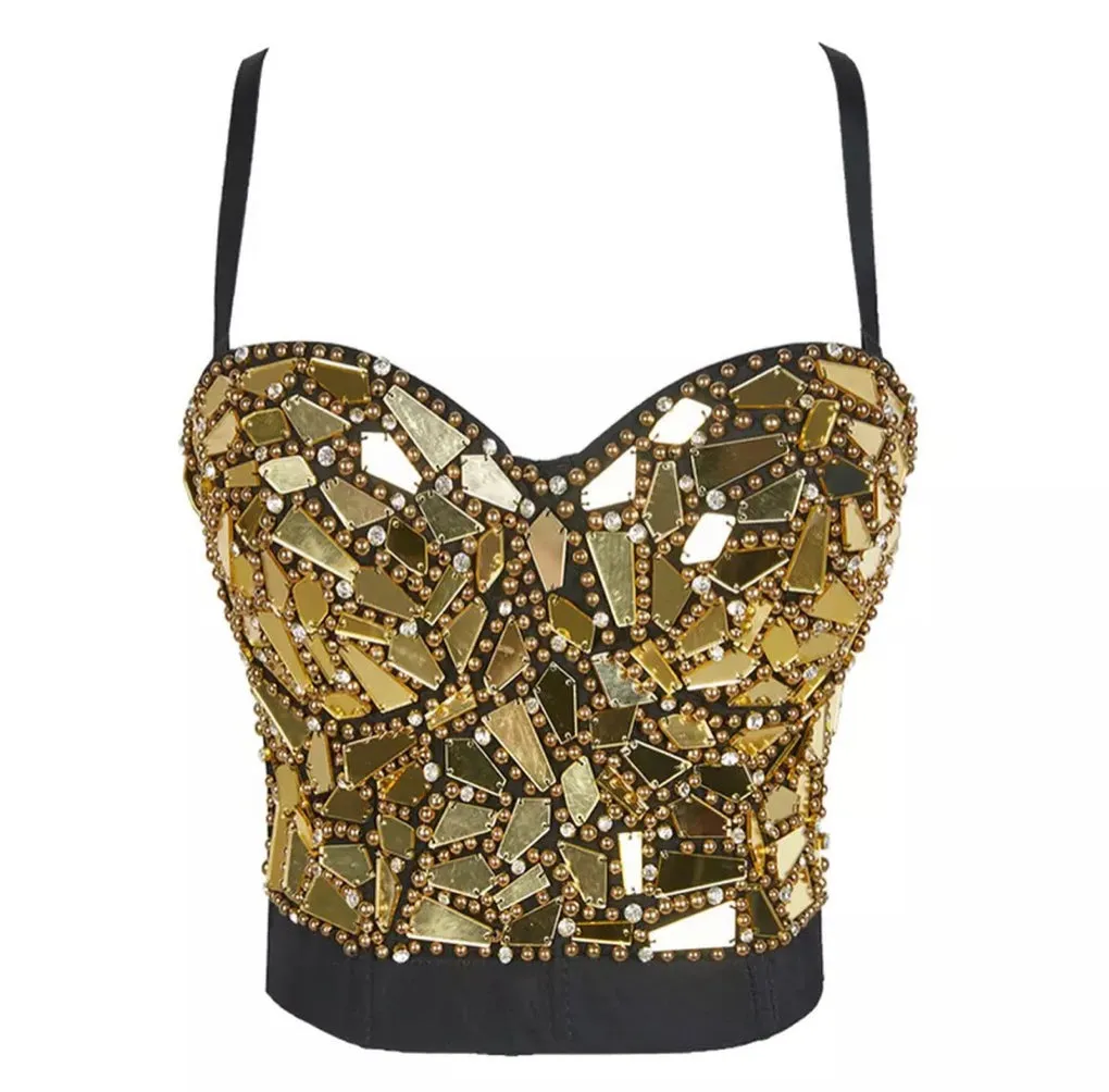 Gold Crystal Crop Top