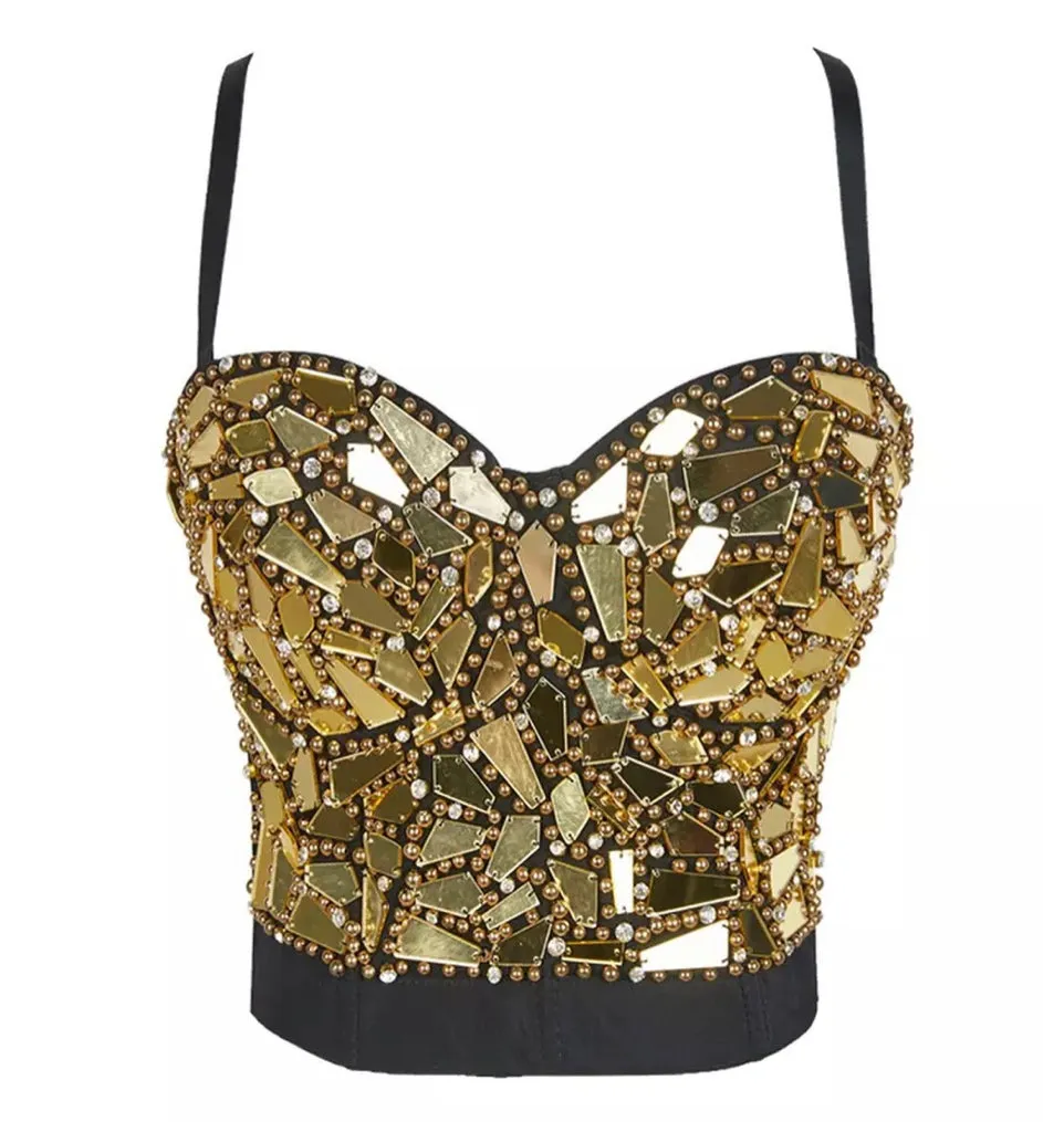 Gold Crystal Crop Top