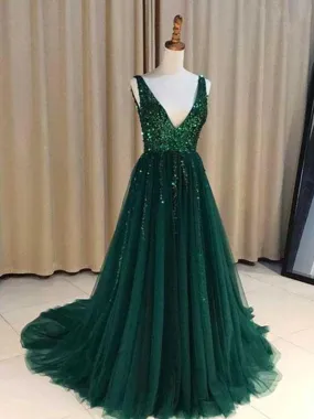 Green Prom Dress, Evening Dress, Winter Formal Dress,Pageant Dance Dresses, Graduation School Party Gown, PC0030