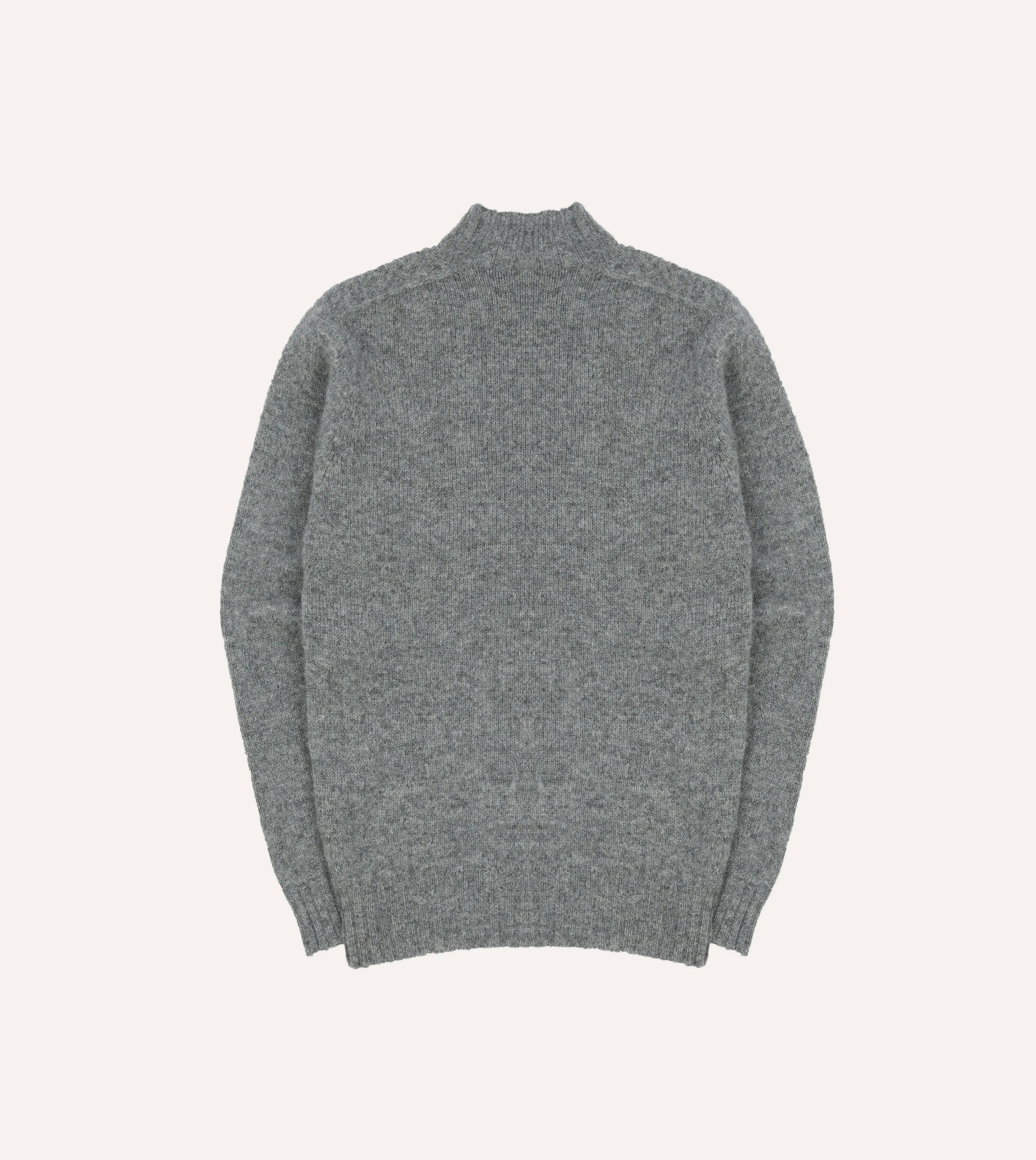 Grey Brushed Shetland Mock Neck Jumper