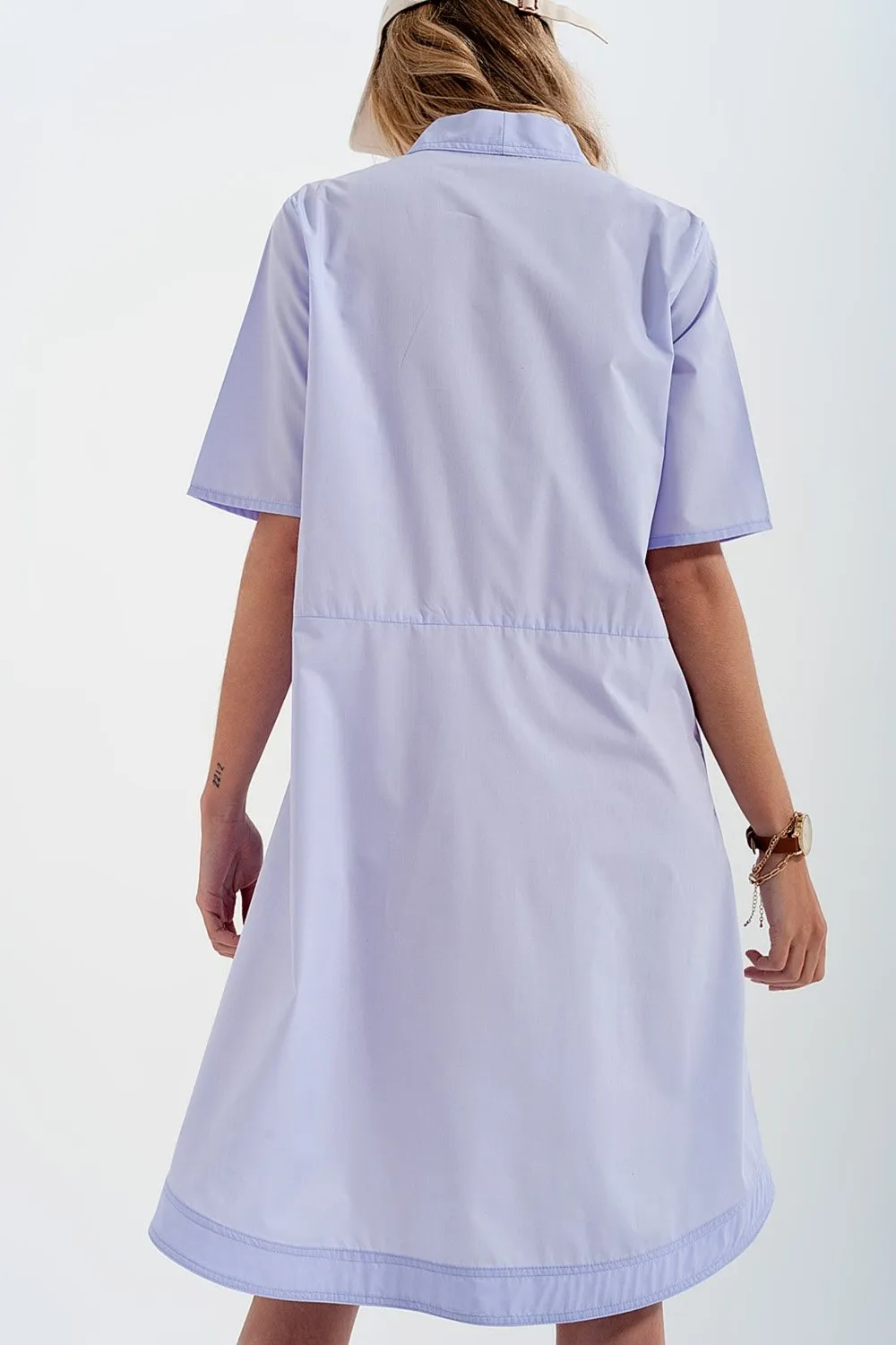 High-Low Dress with Empire Waistline in Lilac