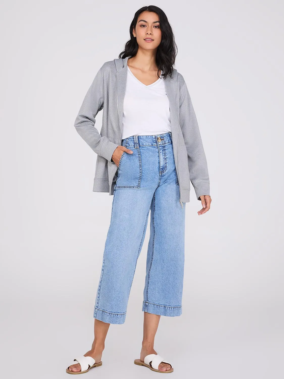 High-Rise Wide Leg Cropped Jeans