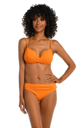 Island Goddess Over The Shoulder Wrap Top - Tangerine- FINAL SALE