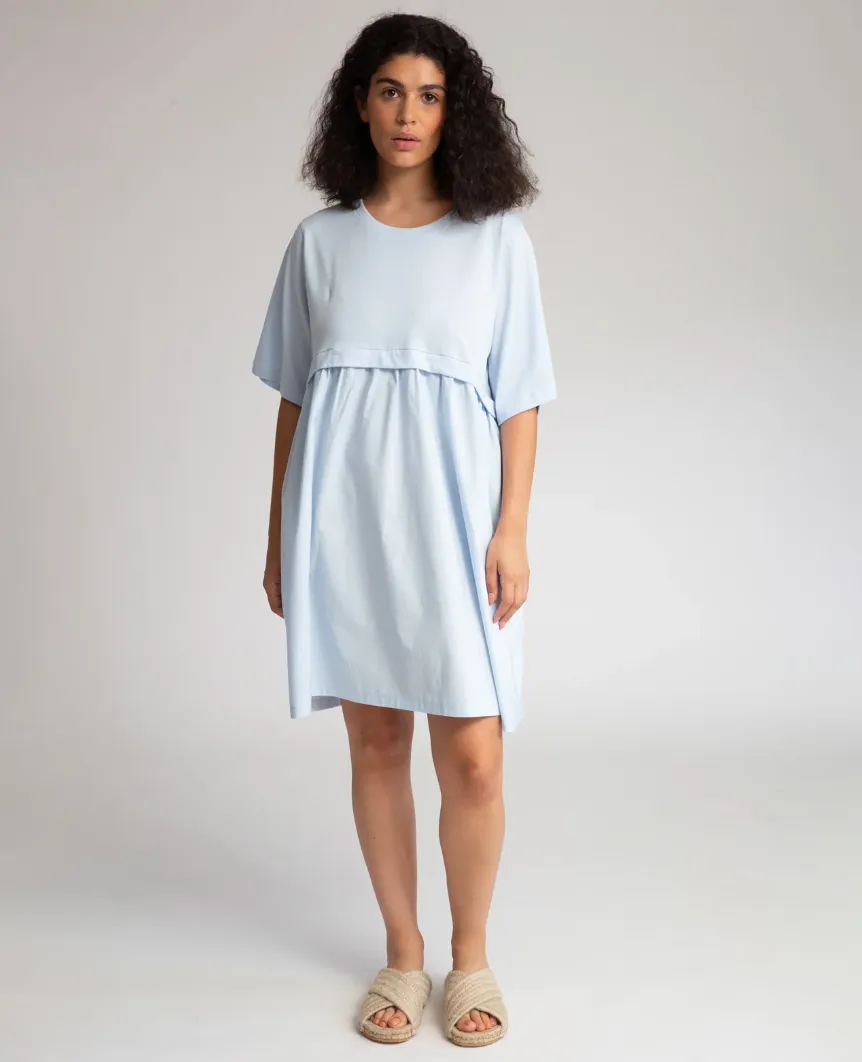 Jaina Organic Cotton Dress In Pale Blue