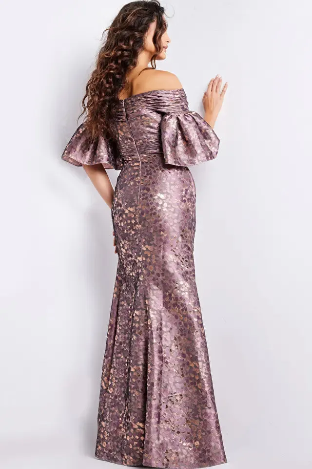 Jovani 26258 Jacquard Off Shoulder Gown