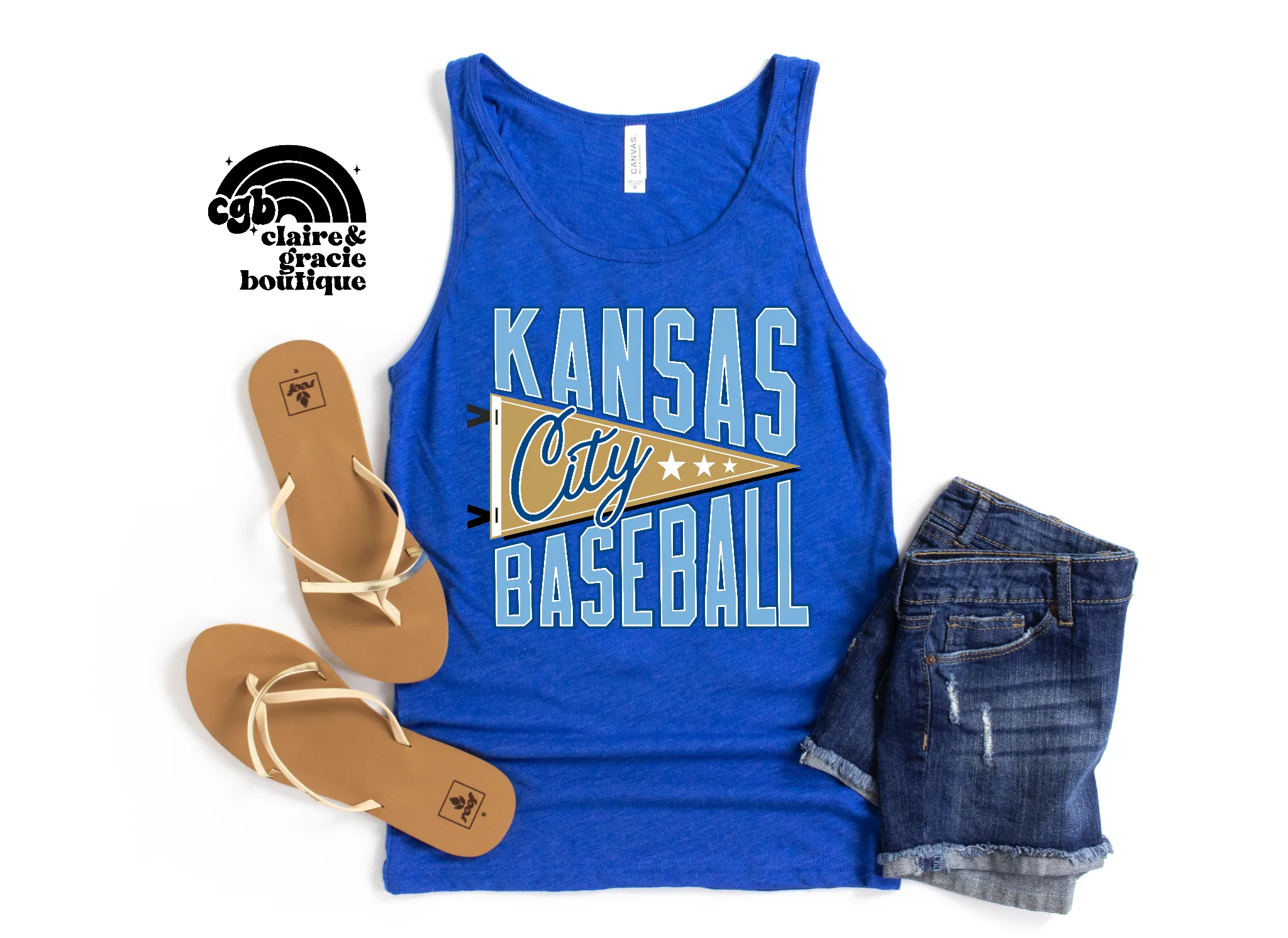 Kansas City Baseball Royal Pennant Tee or Tank |