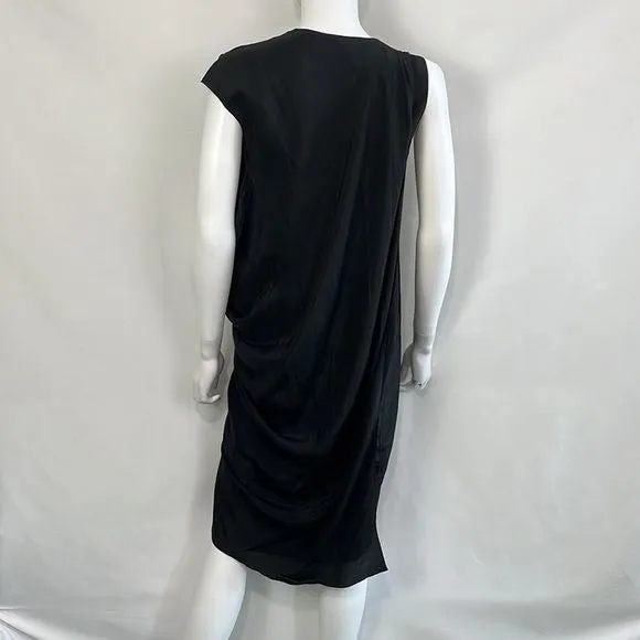 Lanvin Black Silk Zip Shoulder Asymmetrical Dress