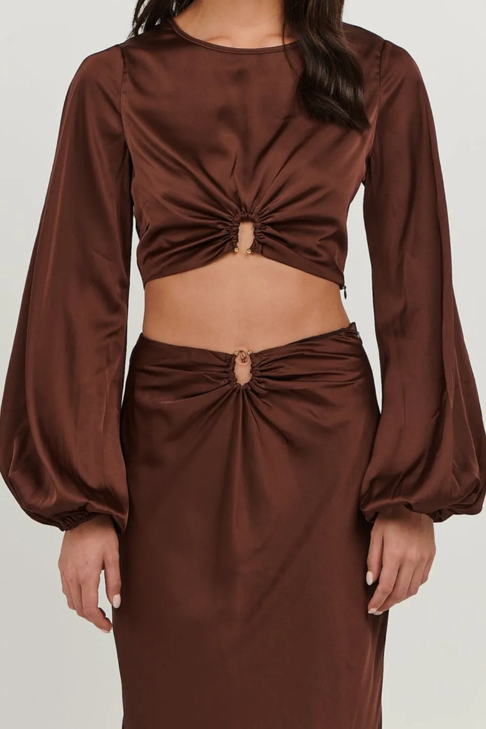 Layla Chocolate Ring LS Crop Top