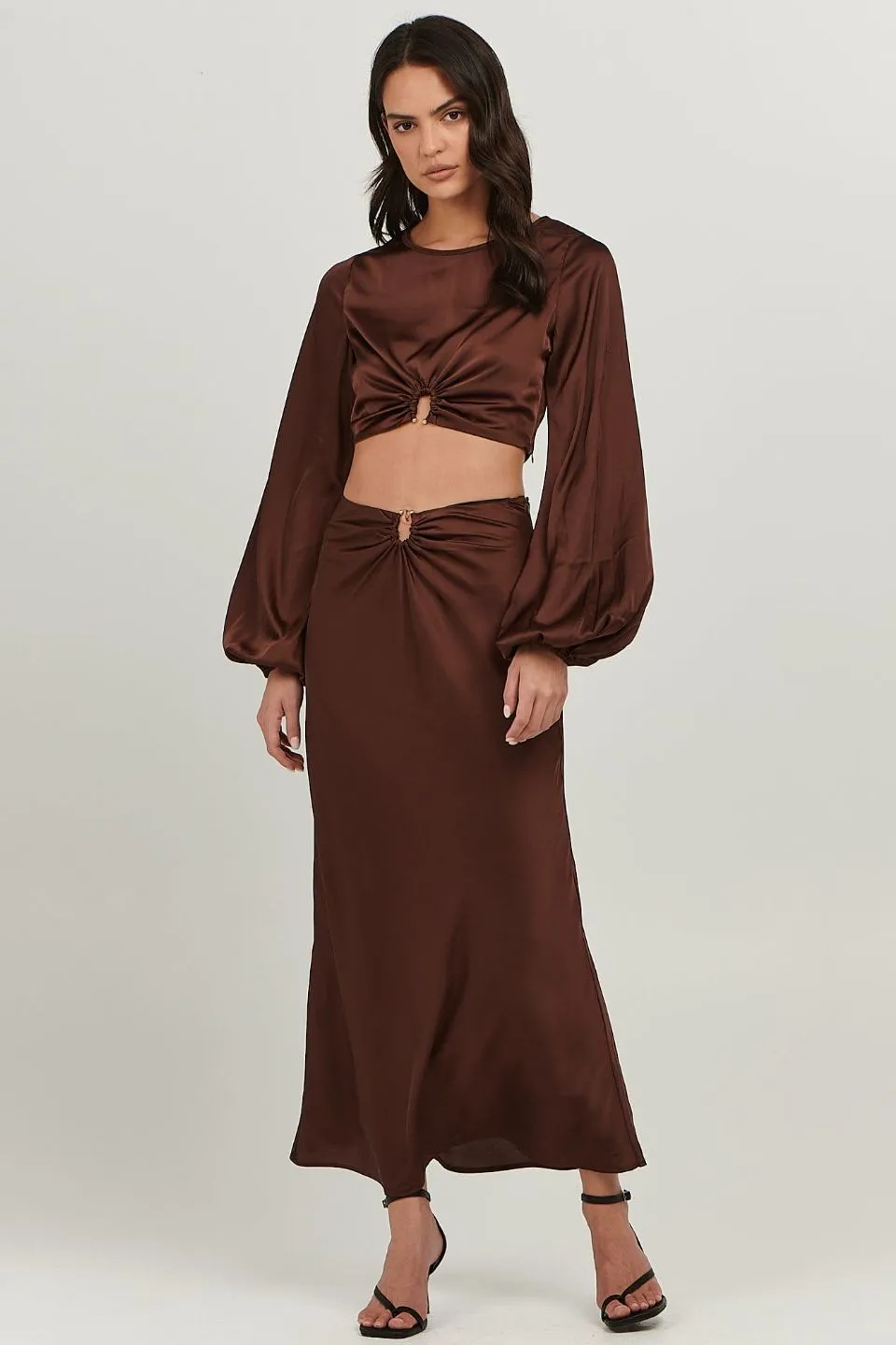 Layla Chocolate Ring LS Crop Top