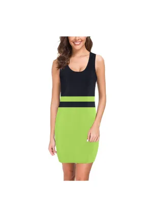 Lime Green & Midnight Blue Medea Vest Dress (Model D06)