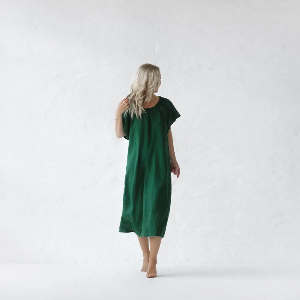 Linen dress boho green by Seaside Tones