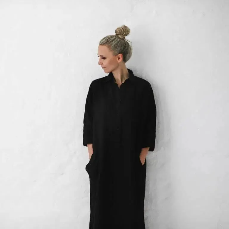 Linen shirt dress black by Seaside Tones