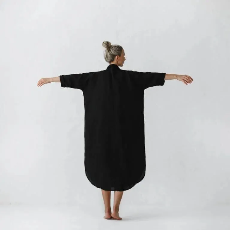 Linen shirt dress black by Seaside Tones