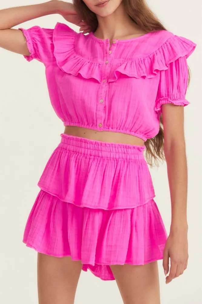 Loveshackfancy - Elania Crop Top - Flirty Fuschia