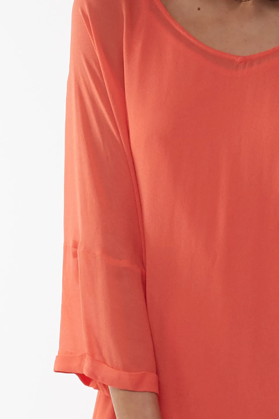 Margo Crop Sleeve Coral Dress