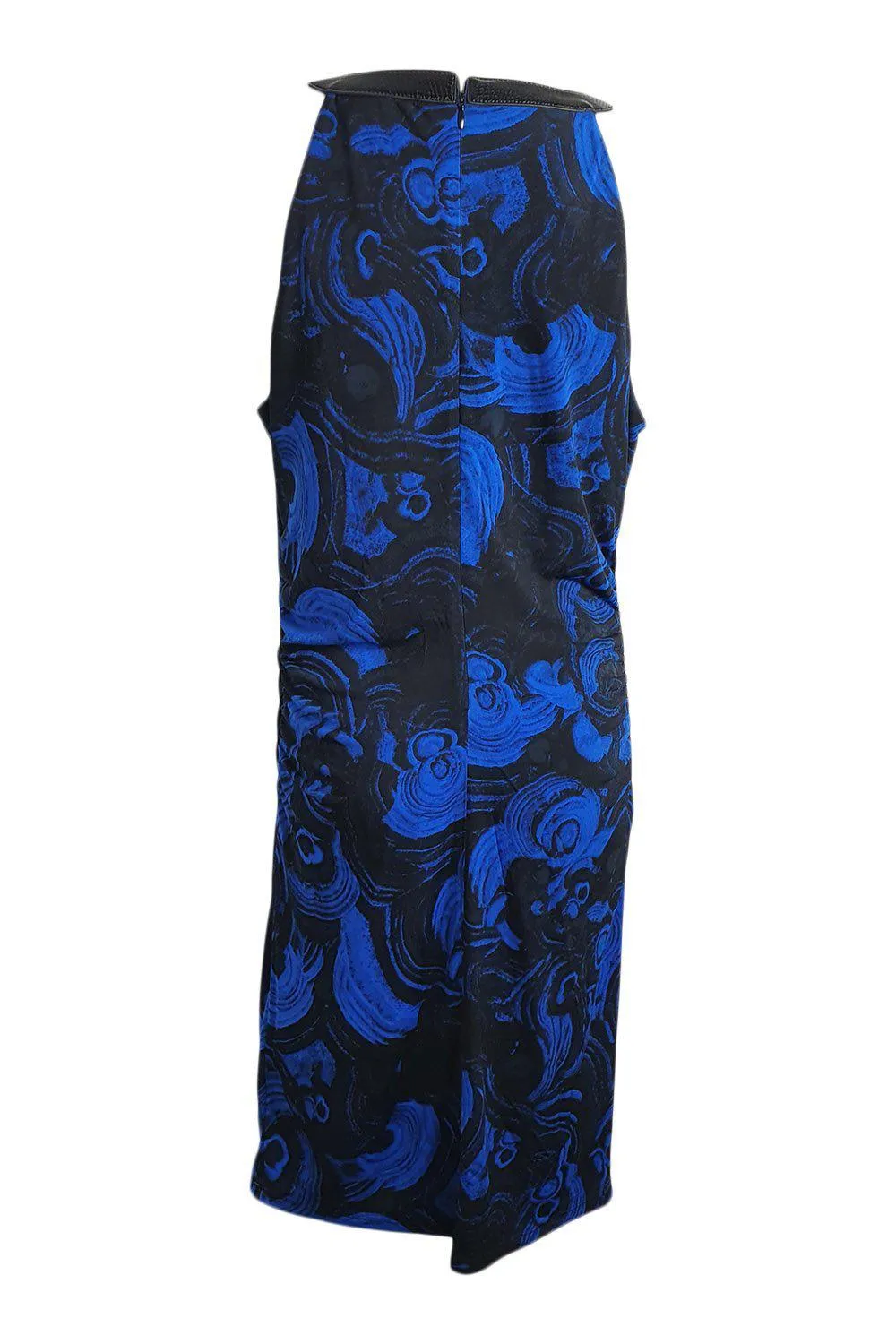 MICHAEL KORS Blue Halter Neck Graphic Print Jersey Bodycon Dress (L)