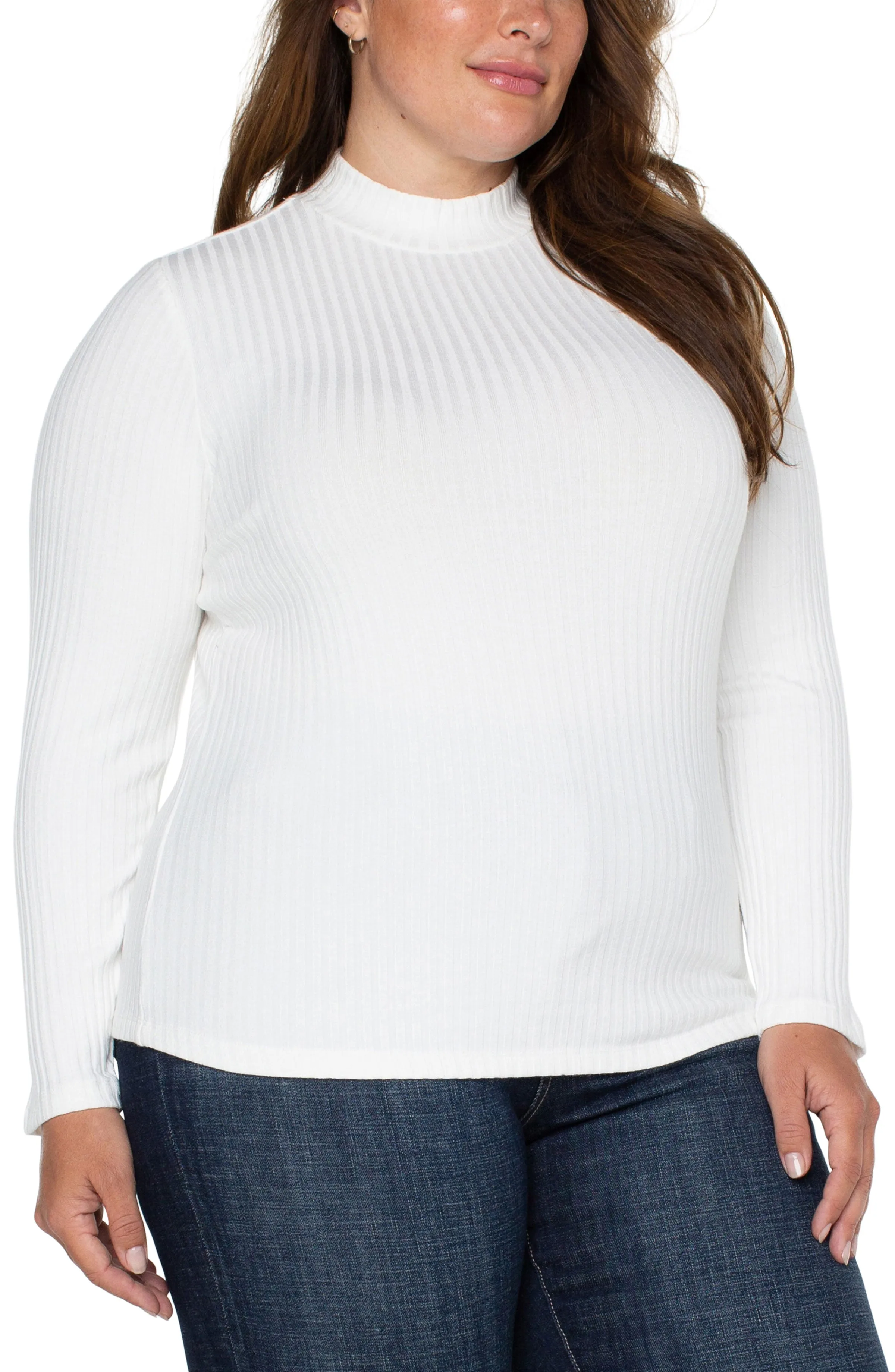 MOCK NECK LONG SLEEVE KNIT TOP