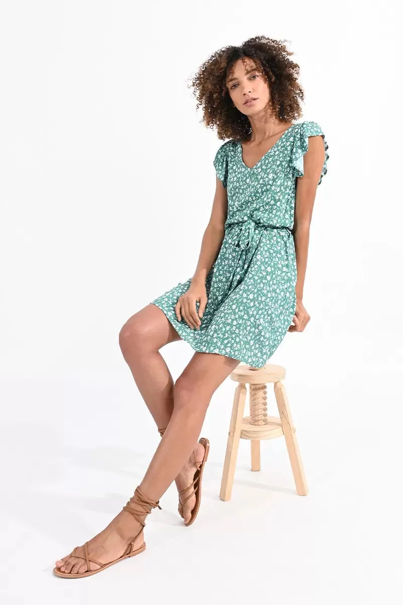 Molly Bracken Floral Tank Dress in Green