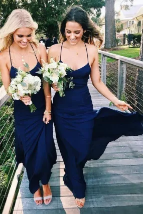 Navy Blue Chiffon Halter Bridesmaid Prom Party Dress ER2102