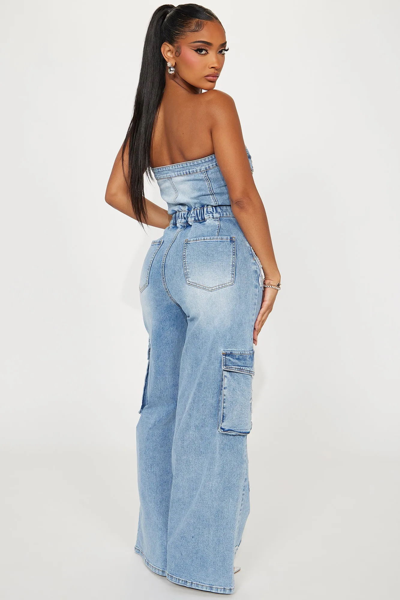 Never Cross Me Denim Jumpsuit - Light Wash