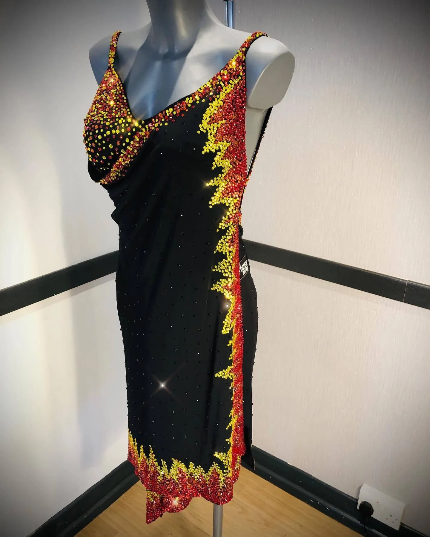 New Black Flame Latin Dress