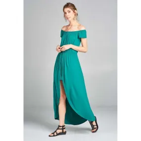 Off Shoulder Solid Jersey Romper Maxi