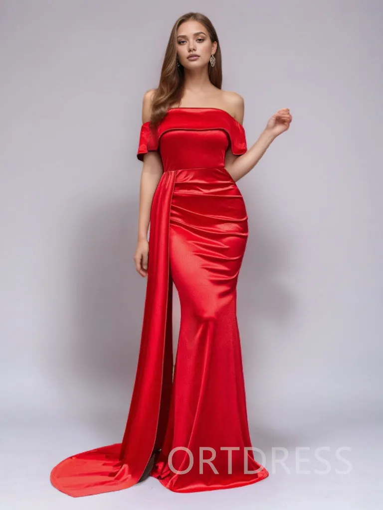 Off The Shoulder Pleated Mermaid Gown / Prom Dress BF011 Ortdress