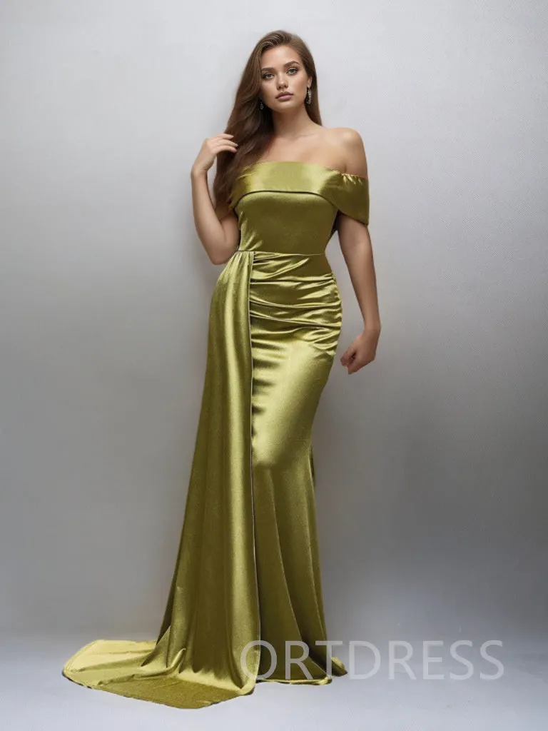 Off The Shoulder Pleated Mermaid Gown / Prom Dress BF011 Ortdress