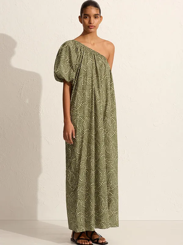 One Shoulder Maxi in Jasmine Olive