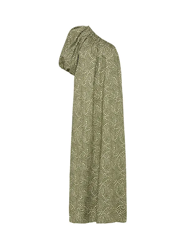 One Shoulder Maxi in Jasmine Olive