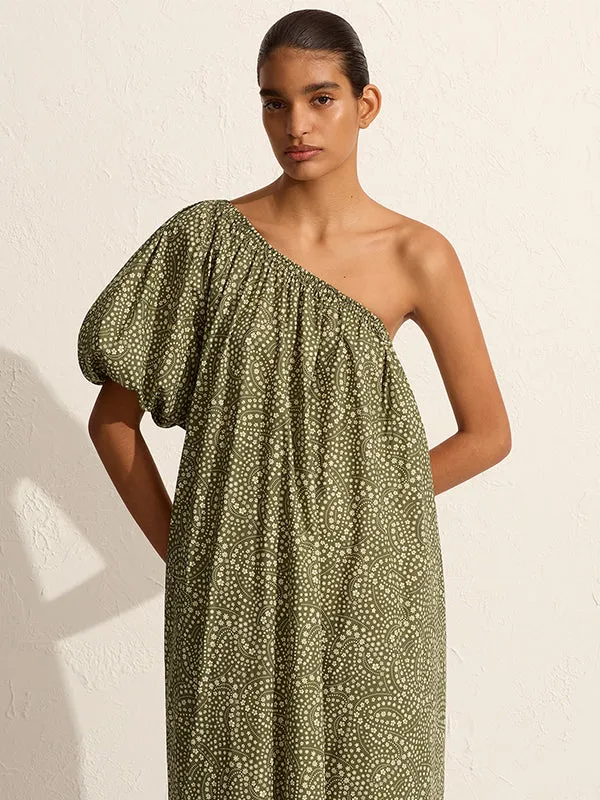 One Shoulder Maxi in Jasmine Olive