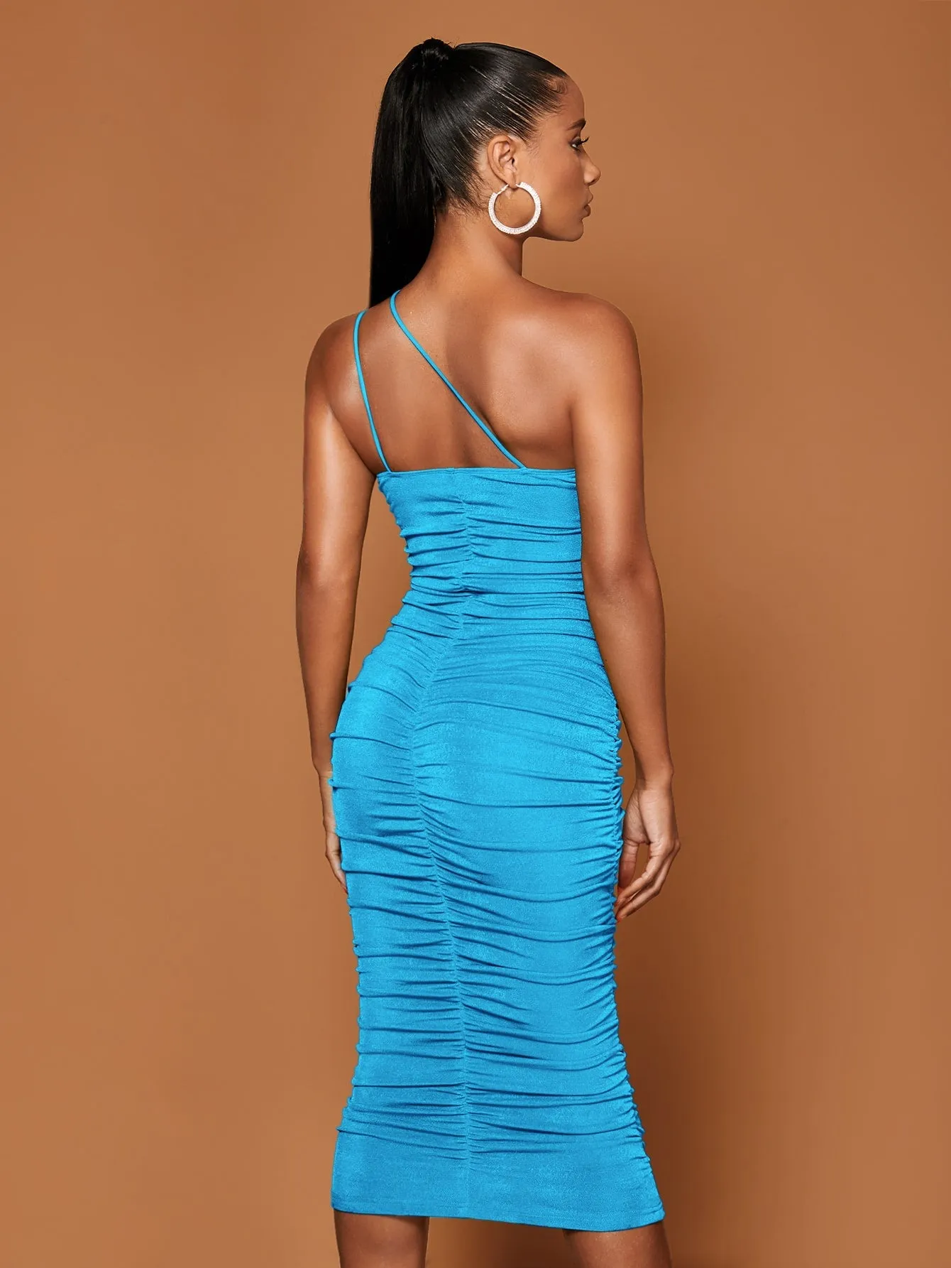 One Shoulder Ruched Bodycon Dress