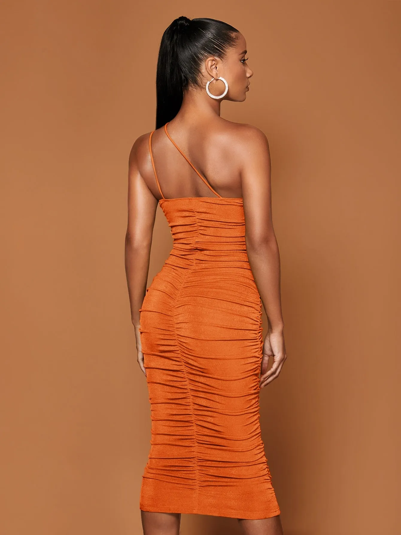 One Shoulder Ruched Bodycon Dress