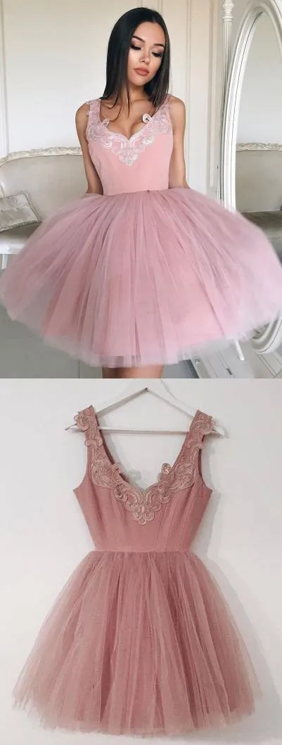 Party Pink Homecoming Dress Lace Cheap Homecoming Dress ER179