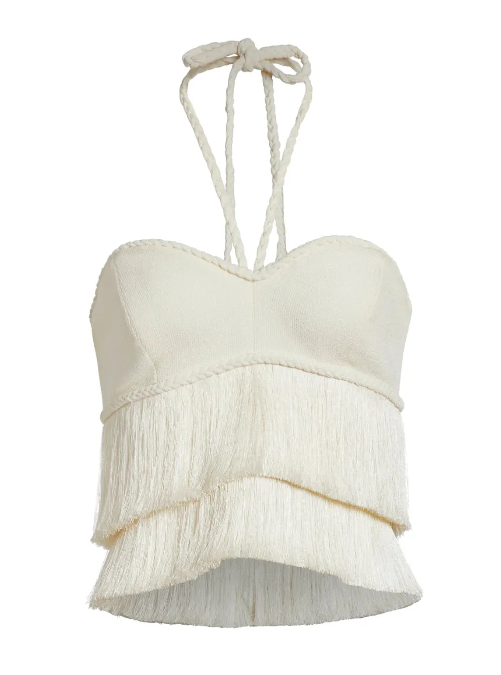 Patbo - Fringe Halter neck Top - Ivory