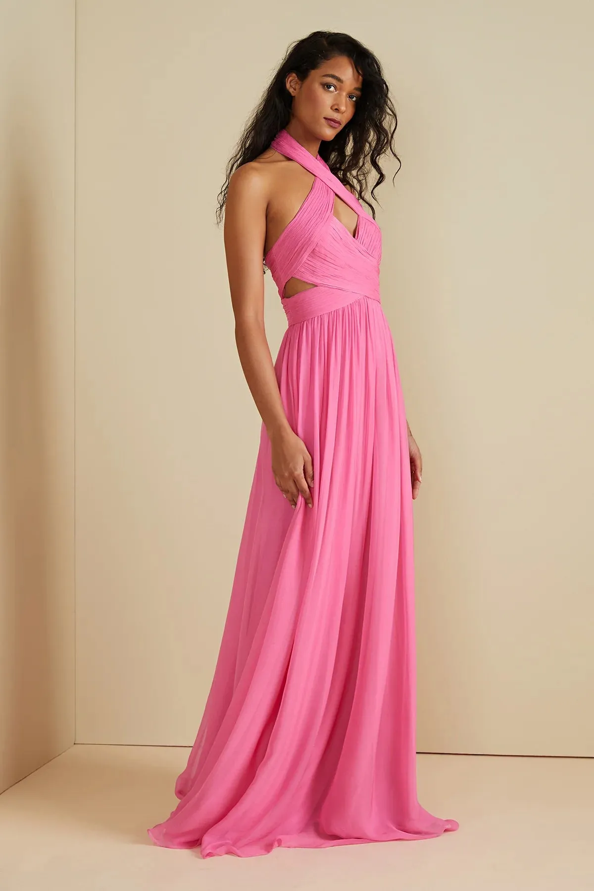 Paula Criss Cross Halter Gown