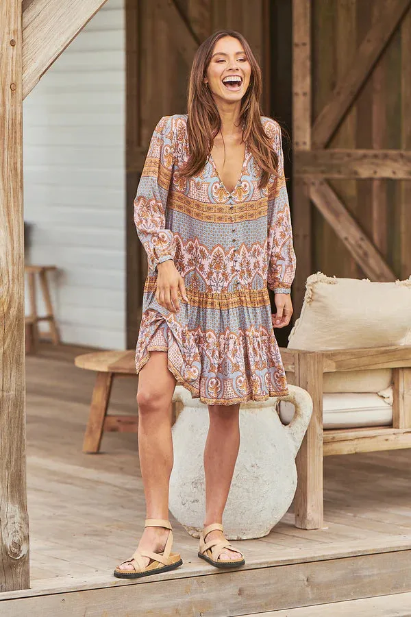 Payson Mini Dress Grey Odessa Print