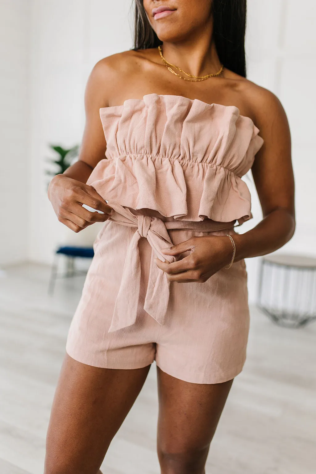 Pink Skies Strapless Romper