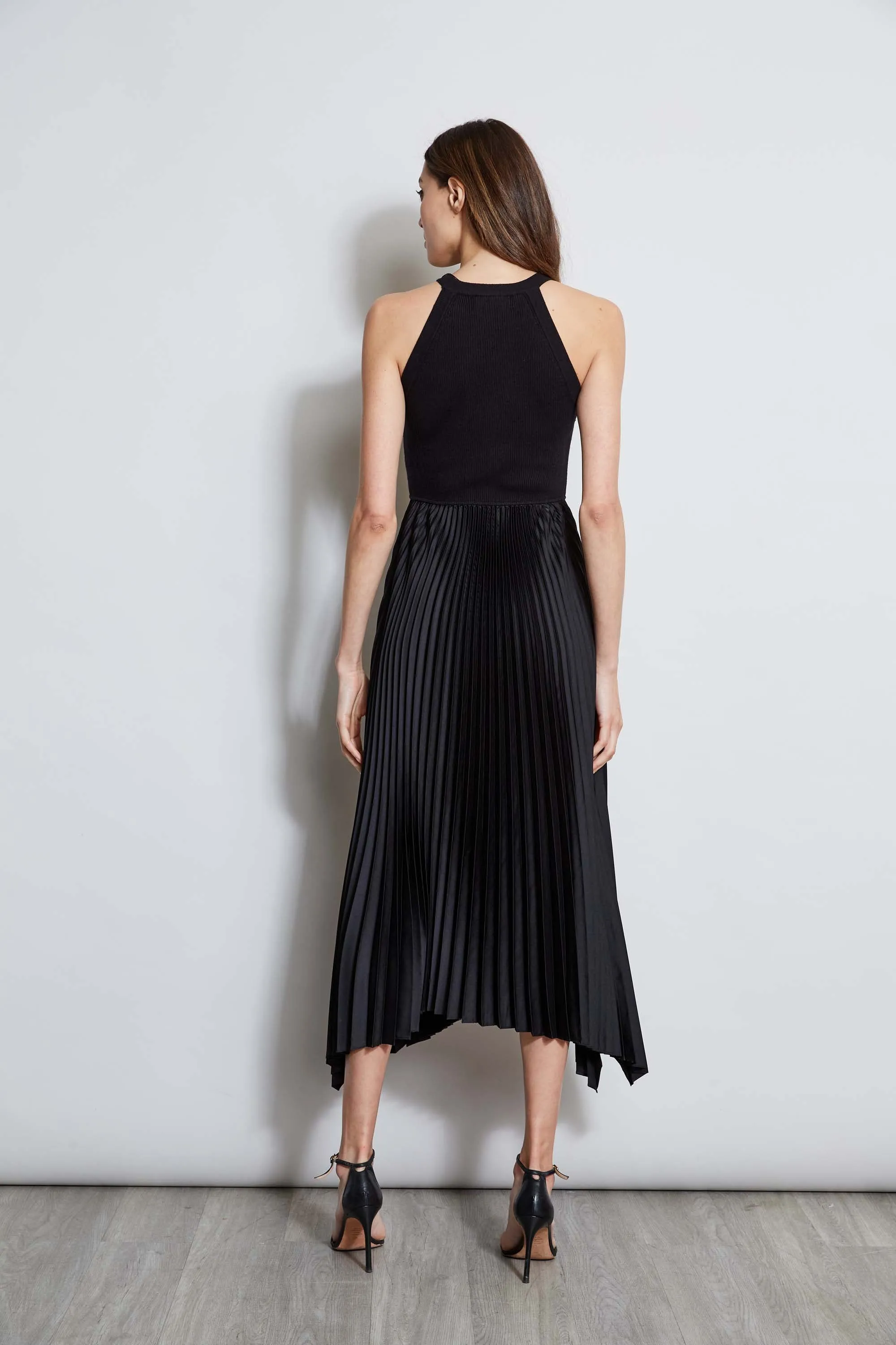 Pleated Halter Midi Dress