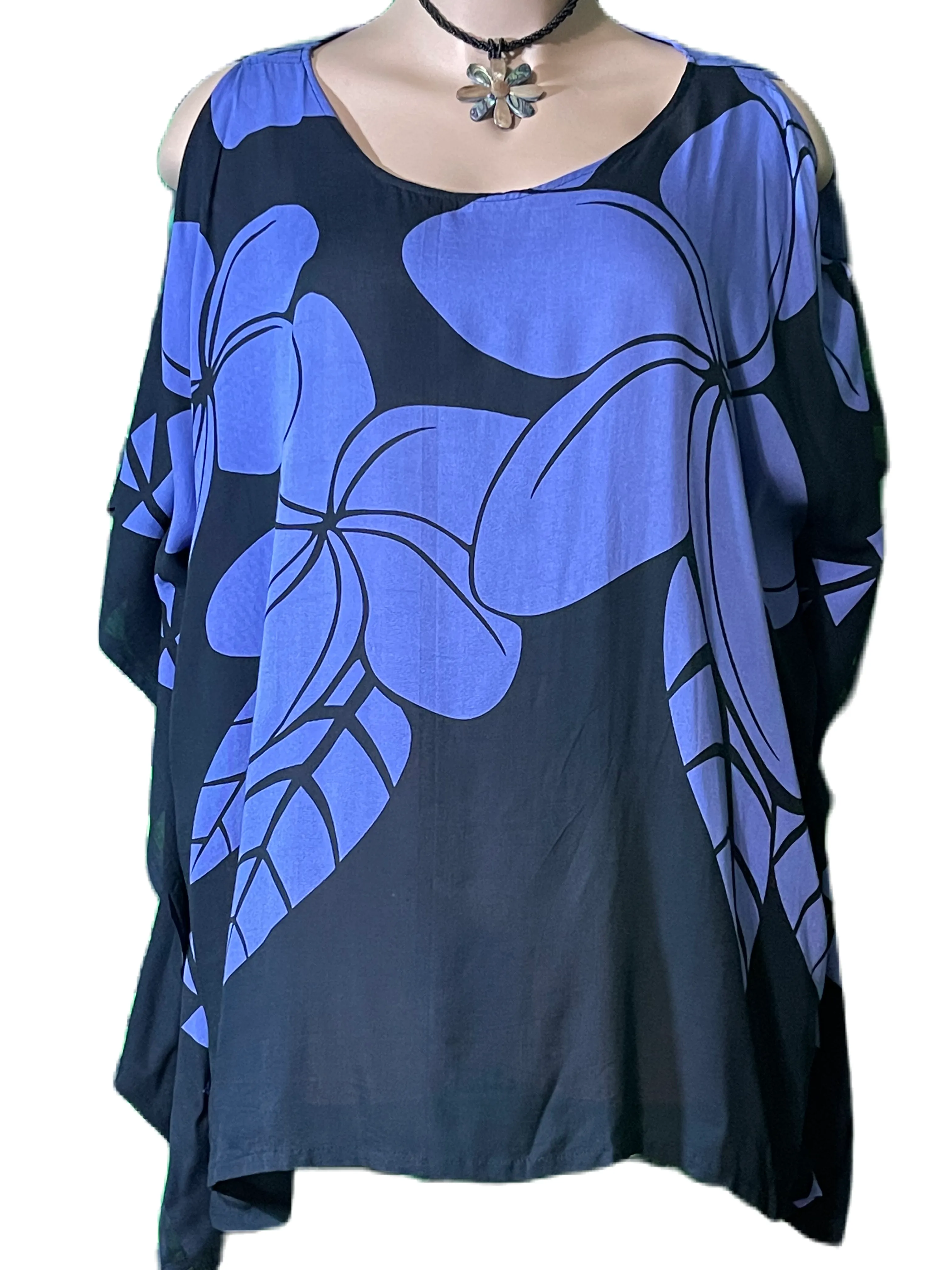 Plumeria Poncho with Open Shoulder (One Size)