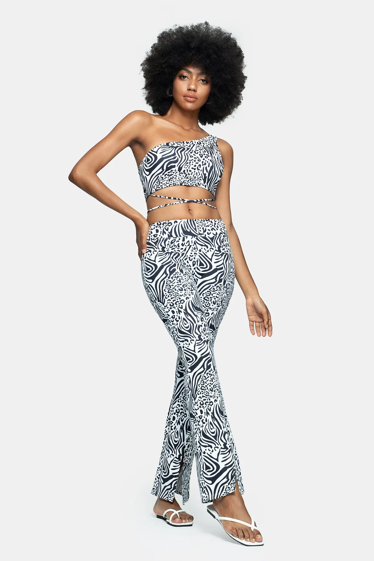 Printed One-Shoulder Bra